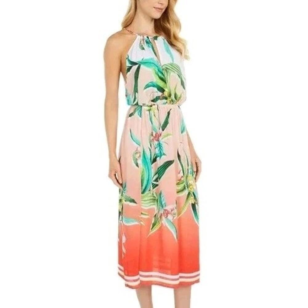 Trina Turk Costa De Prata Midi Dress Swim Cover Up Size Small Floral Tropical